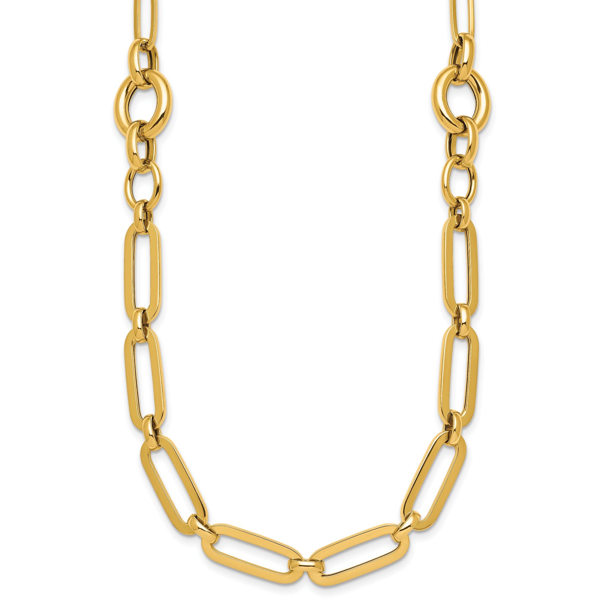 14k Polished Fancy Paperclip Link 17.25 inch Necklace
