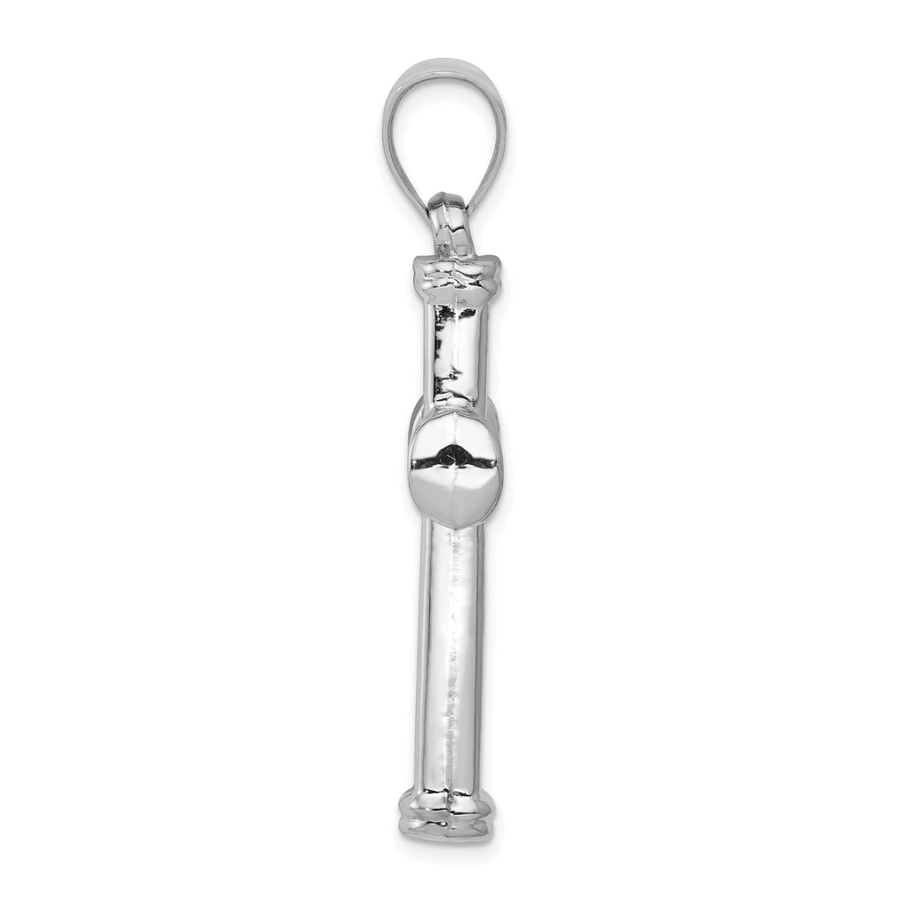 14K White Gold Hollow Cross Pendant with Polished 3D Design