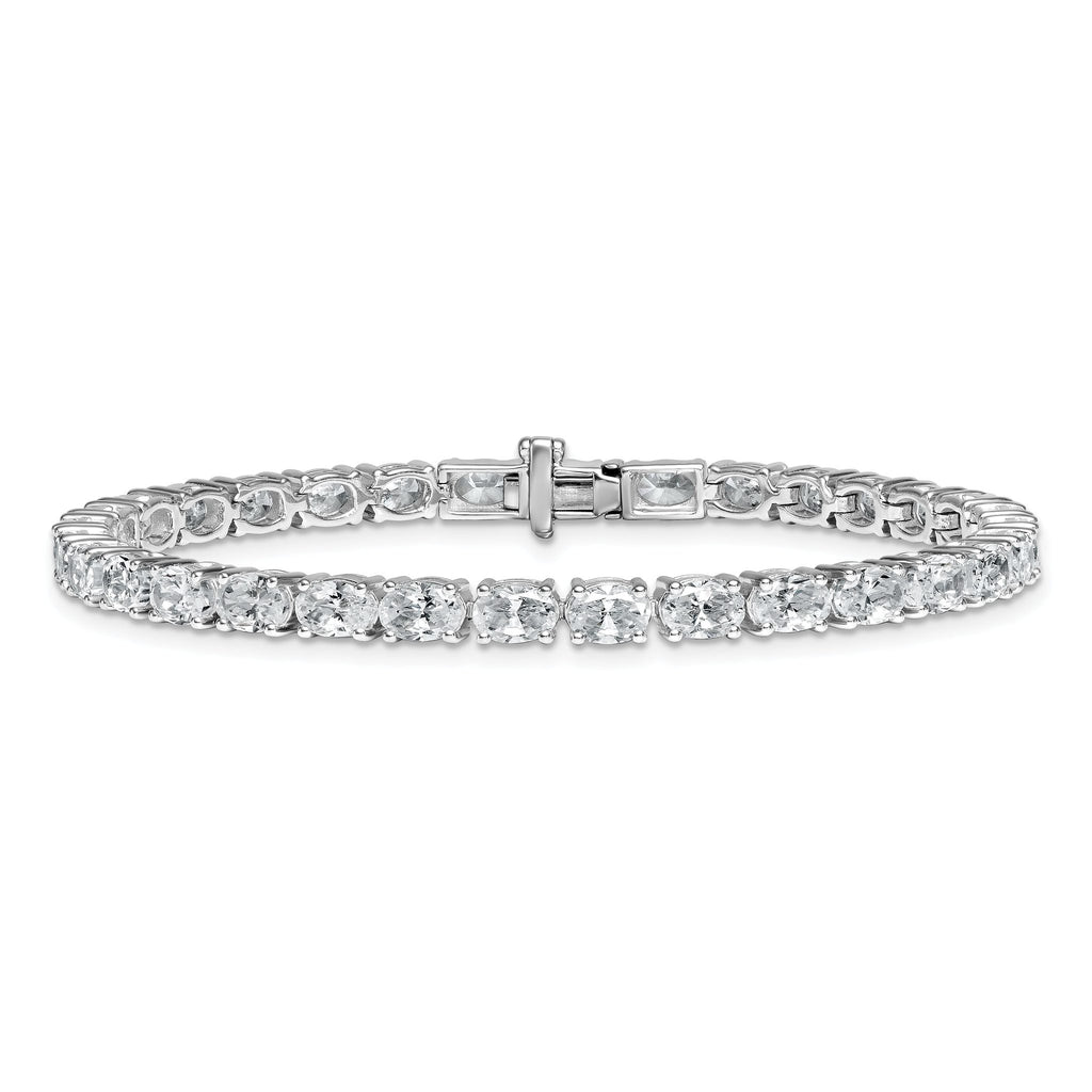 14k White Gold 9 7/8 carat Lab Grown Diamond VS/SI+ G+ Complete Oval Tennis Bracelet