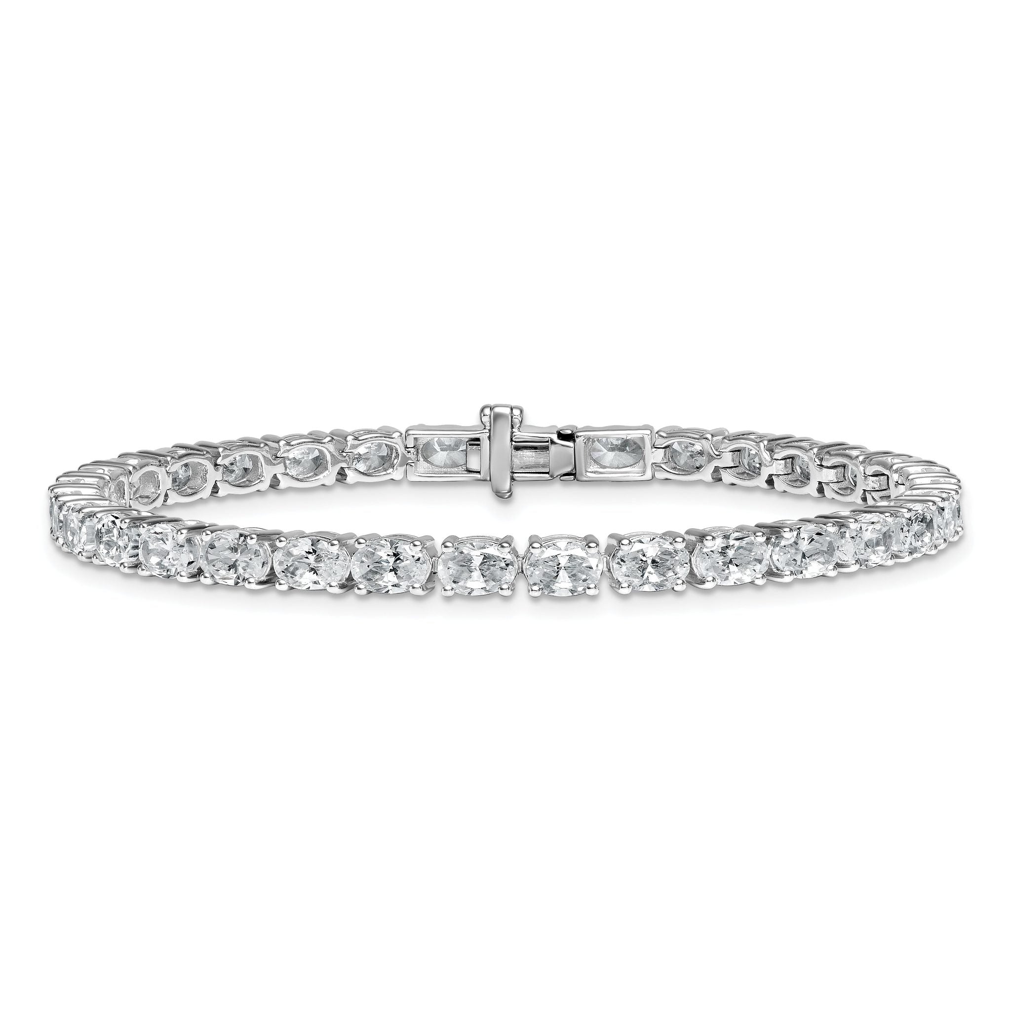 14k White Gold 9 7/8 carat Lab Grown Diamond VS/SI+ G+ Complete Oval Tennis Bracelet