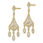 10K w/Rhodium Filigree Chandelier Dangle Earrings
