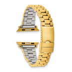 for Apple 42/44/45mm Smart Watch Long President-Style Gold IP-plated Stainless Steel 7.4 inch Watch Band with Stainless Steel Adapters
