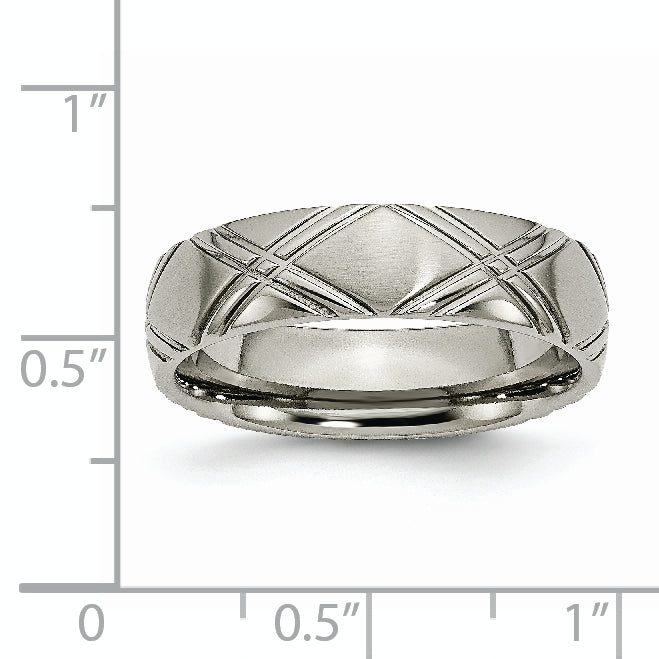 Criss-Cross Wedding Band in Titanium, 6mm