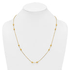 14K Polished and Brushed Oval Beaded 5-Station 24 Inch Necklace