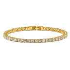 Stainless Steel Polished Yellow IP-plated Cubic Zirconia Tennis Bracelet for Women