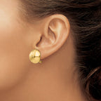 14K Gold Polished Hollow Button Earrings with Omega Clip Back