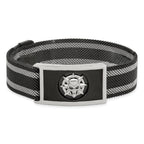 Stainless Steel Polished Black IP-plated Skull Mesh Adjustable Magnetic Clasp Bracelet