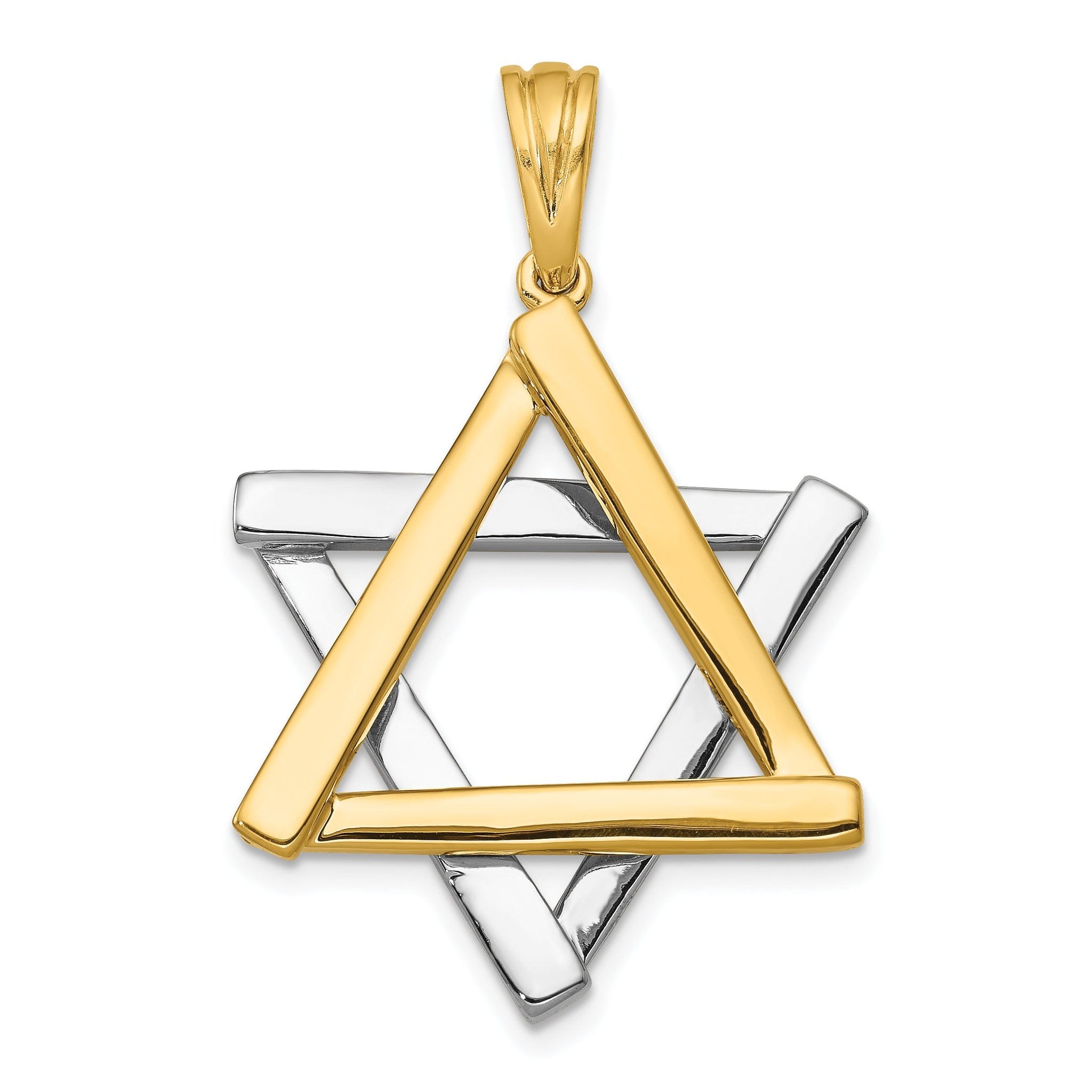 14K Two-Tone Gold Star of David Pendant with Elegant Closed-Back Design Main image