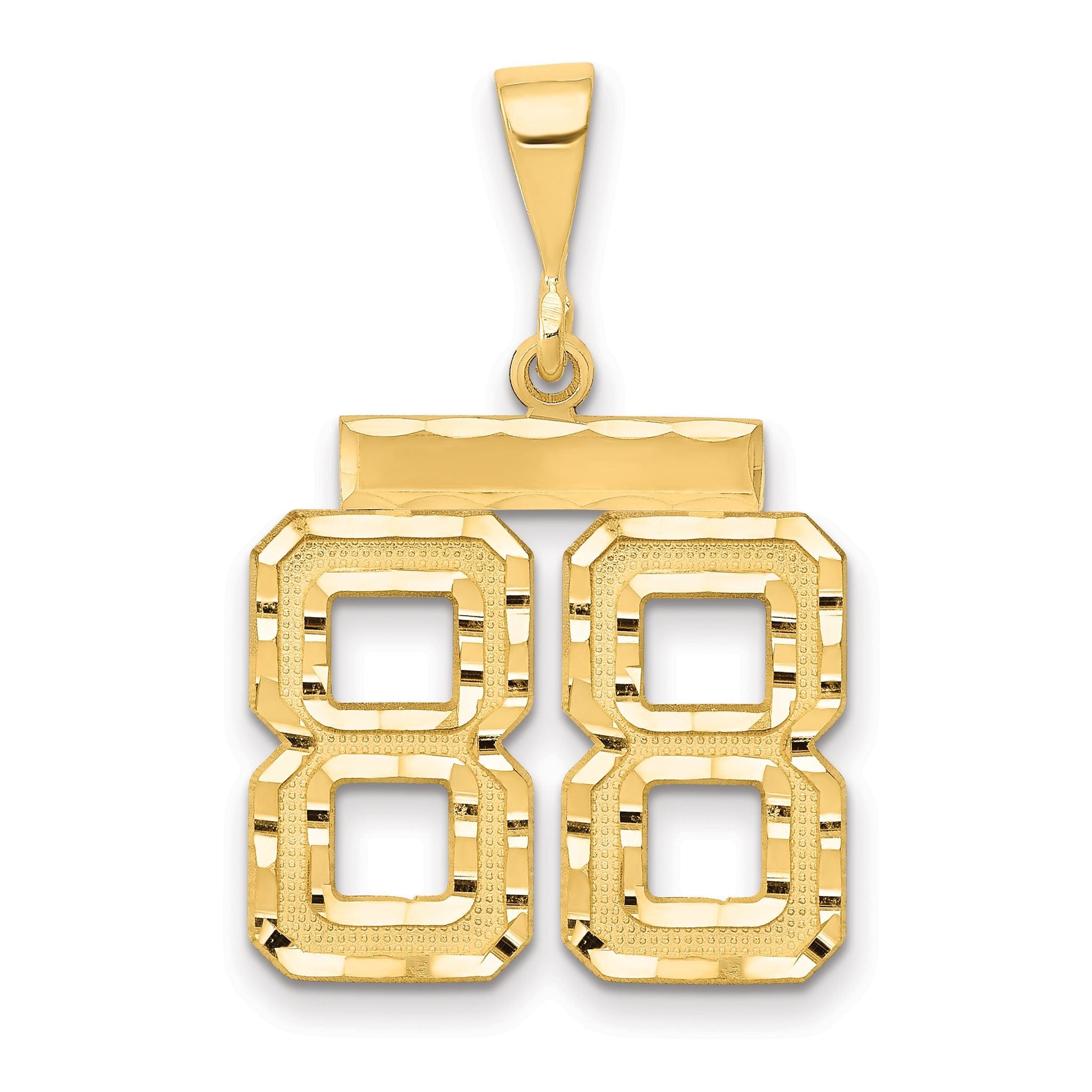 14K Gold Diamond-Cut Number 88 Medium Charm  Polished & Elegant