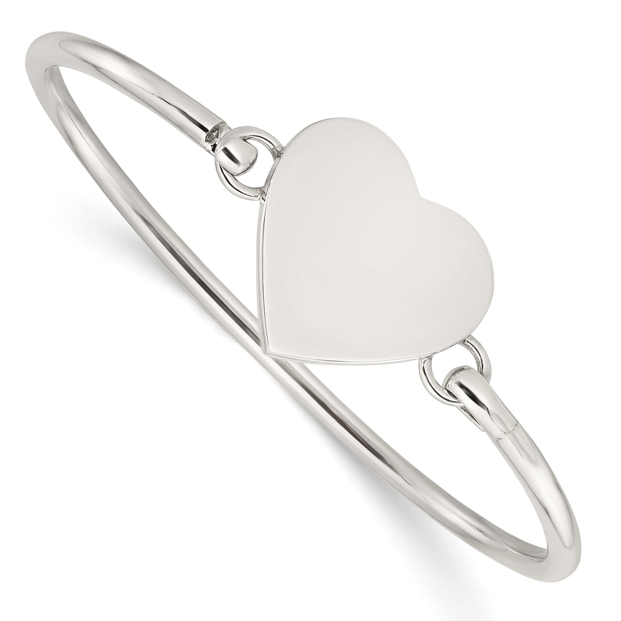 Sterling Silver 925 Engravable Heart Bangle with Polished Finish Main image