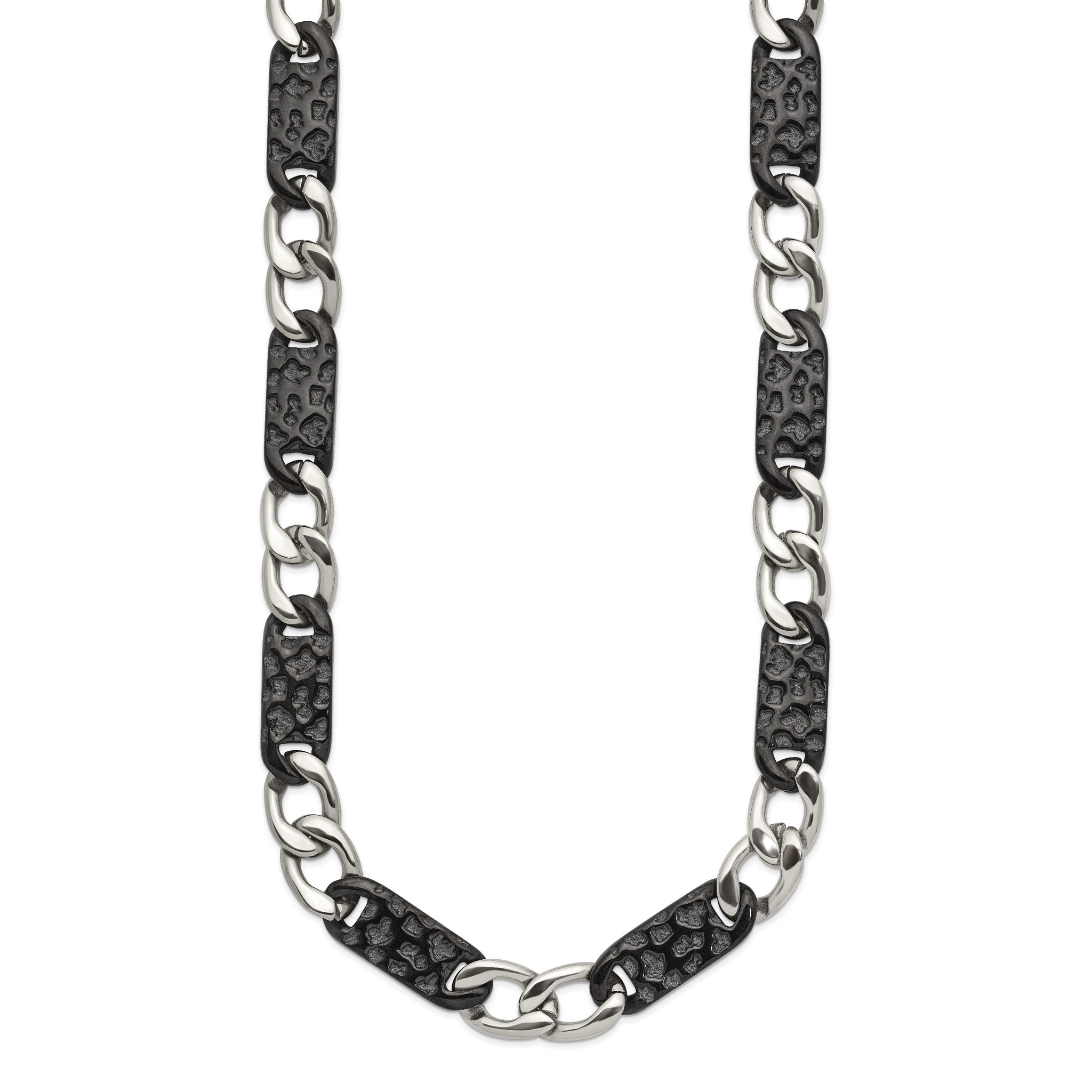 Chisel Stainless Steel Polished Black IP-plated Link 24 inch Necklace Secondary image