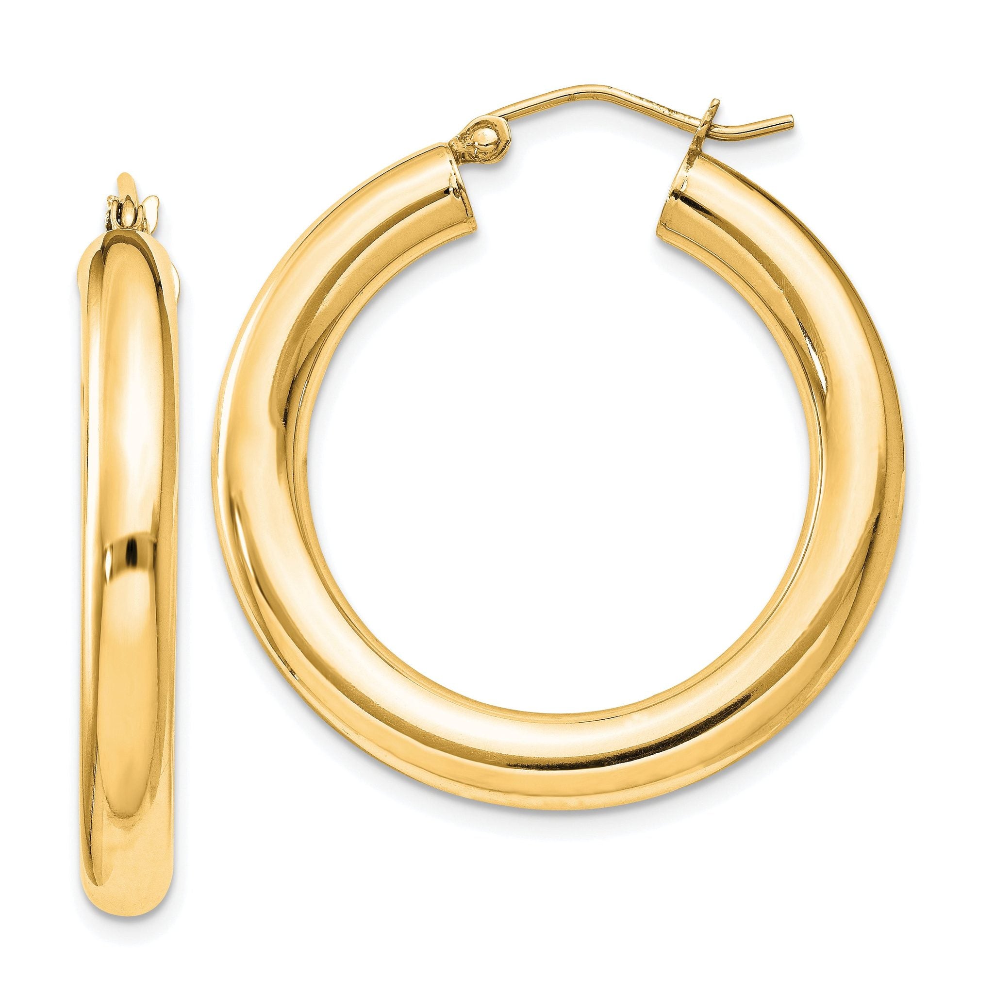 Sterling Silver Flash Gold-plated 4mm Round Hoop Earrings Main image