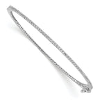 Sterling Silver 925 Rhodium-Plated CZ Bangle Bracelet with Hinged Design