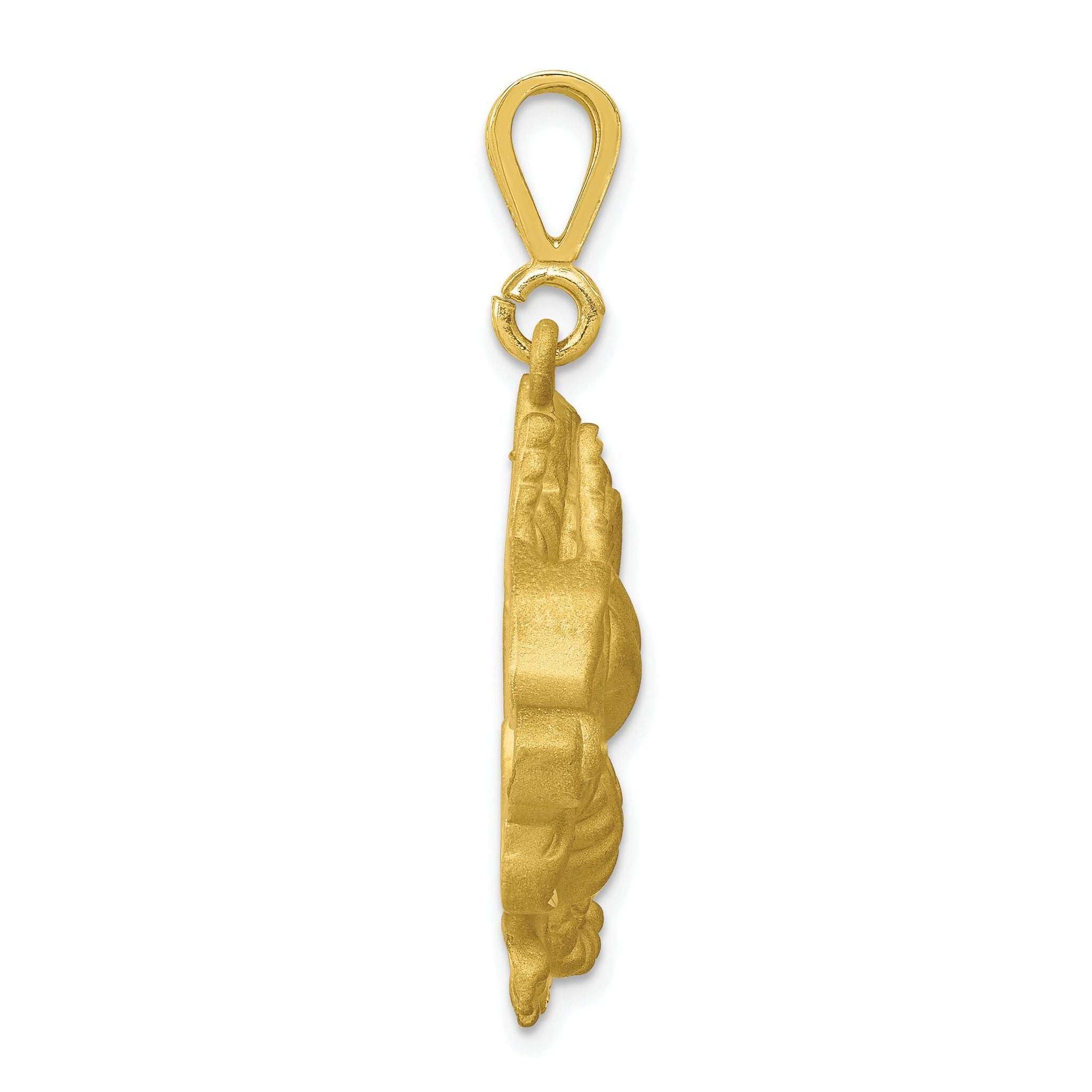 10K Gold Dragon Pendant with Polished Finish Solid, Themed Design