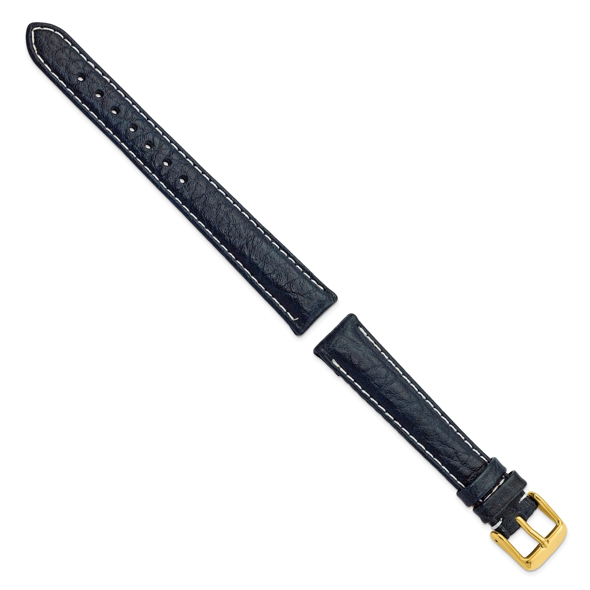 Navy Sport Leather Watch Band in 18mm with Gold-Tone Buckle Secondary image