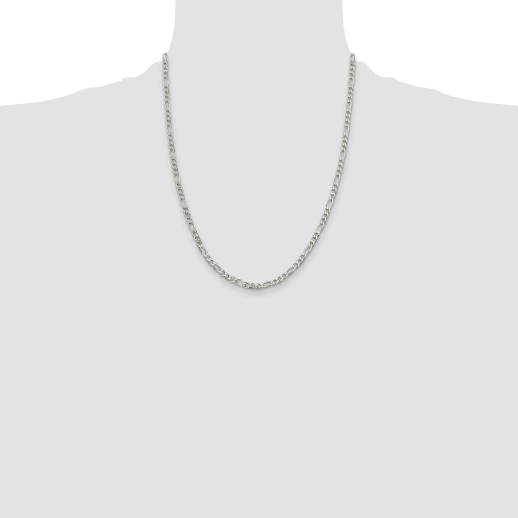 Pavé Flat Figaro Chain in Sterling Silver, 4mm