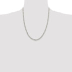 Pavé Flat Figaro Chain in Sterling Silver, 4mm