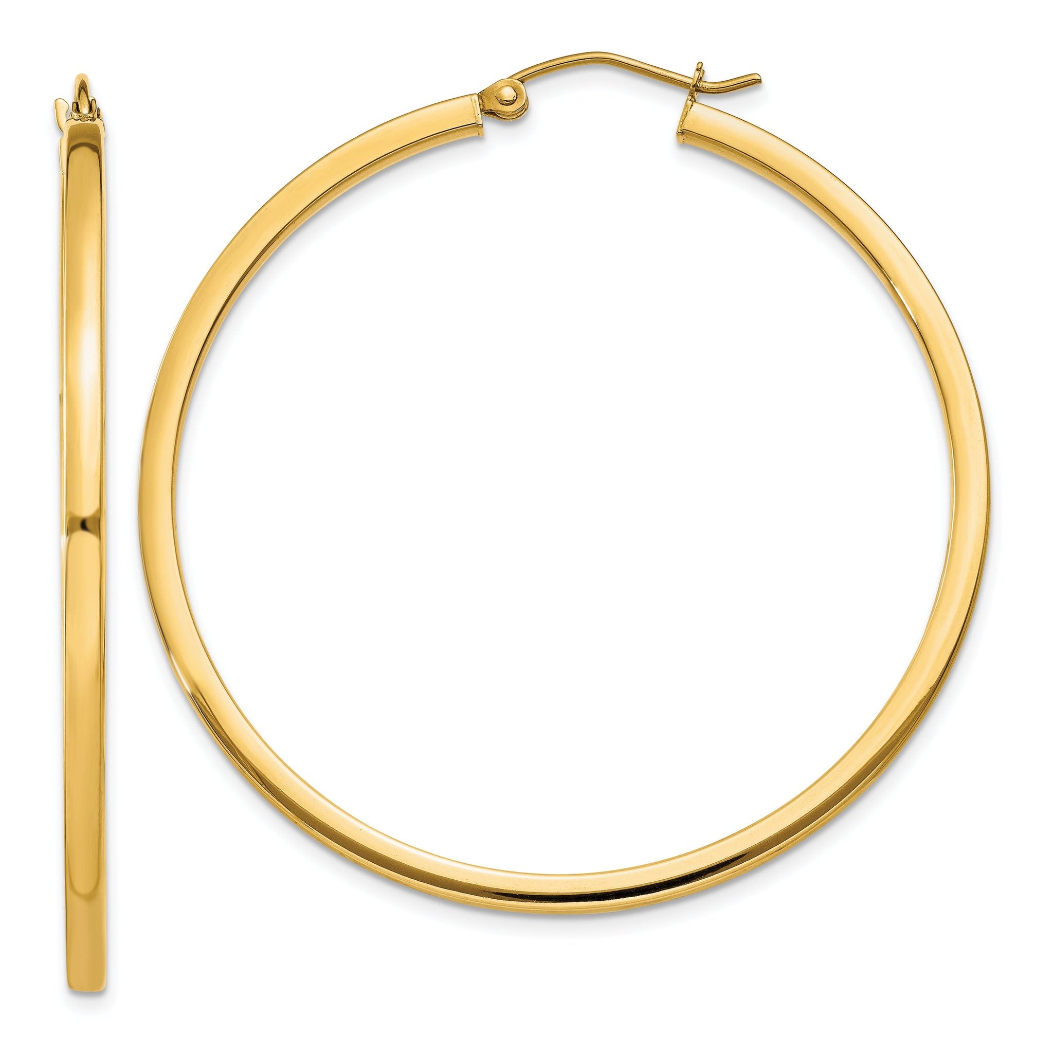 14K Gold Polished Square Hoop Earrings for Women Elegant Style Main image