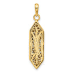 14K Gold Mezuzah Pendant with White Rhodium Accent Polished Finish