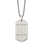 CZ Dog Tag Necklace in Stainless Steel, 24 in