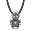 Stainless Steel Antiqued Star Crown with Black Glass Necklace
