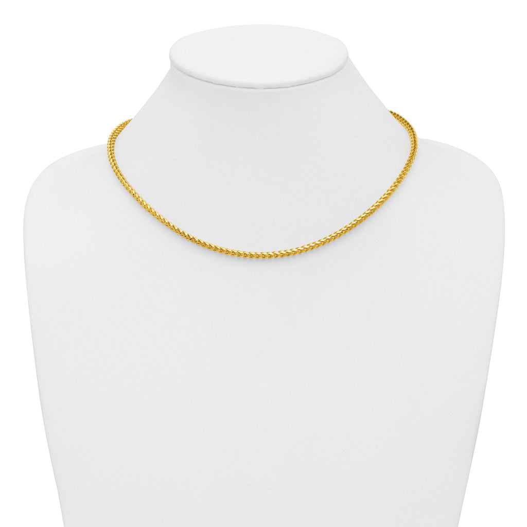 14K Yellow Gold Solid Franco Chain Necklace 3mm