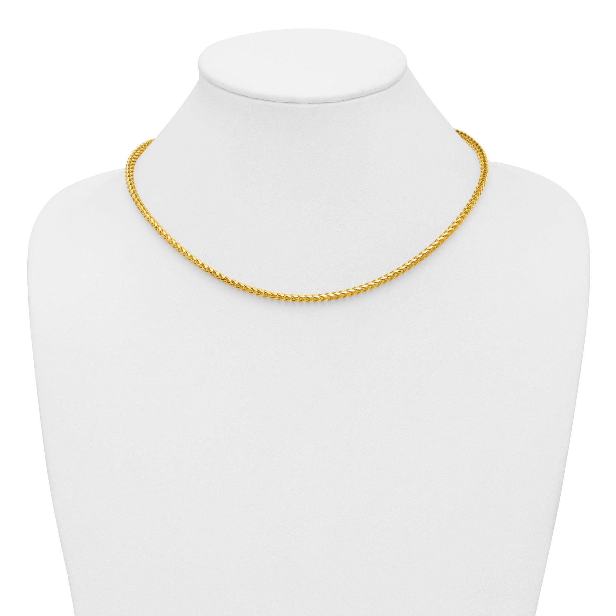 14K Yellow Gold Solid Franco Chain Necklace 3mm