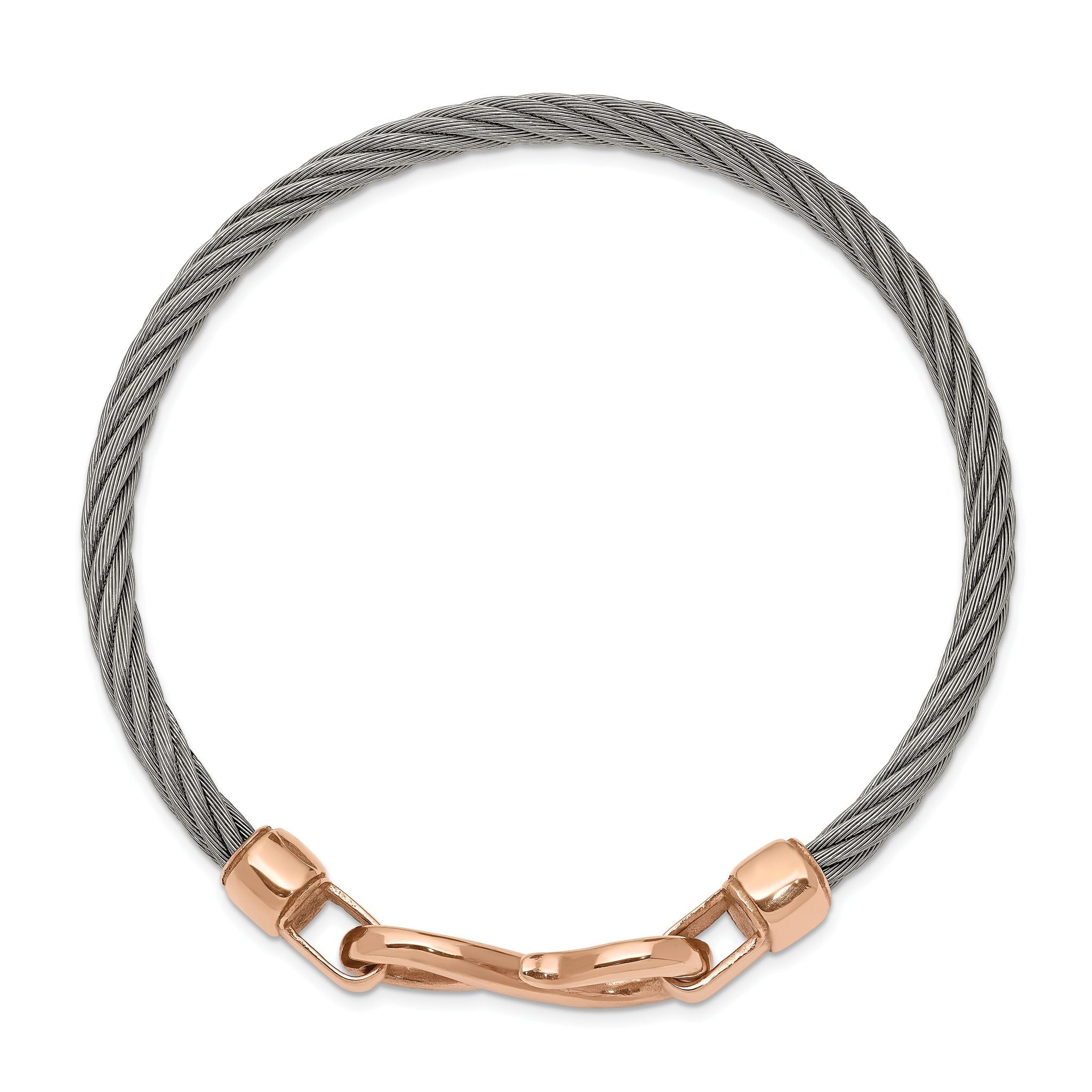 Stainless Steel Polished Flexible Wire Rose IP-plated Hook Bangle Bracelet for Women Secondary image