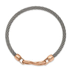 Stainless Steel Polished Flexible Wire Rose IP-plated Hook Bangle Bracelet for Women