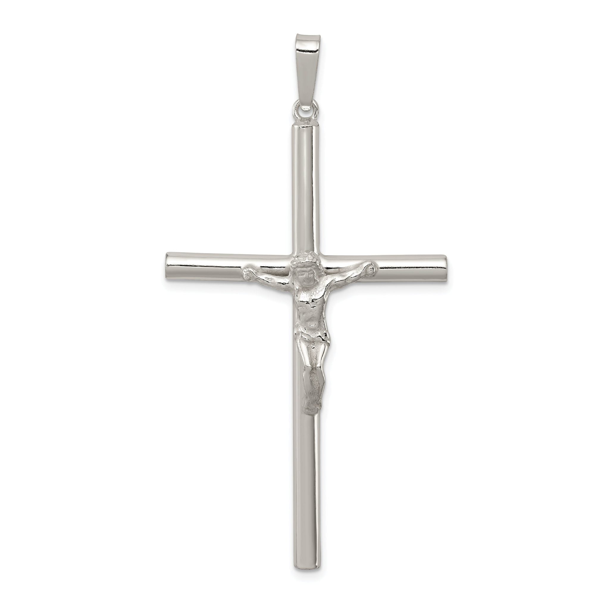 Sterling Silver 925 Hollow Crucifix Pendant with Polished Anti-Tarnish Finish Main image