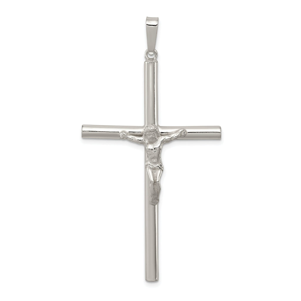 Sterling Silver 925 Hollow Crucifix Pendant with Polished Anti-Tarnish Finish
