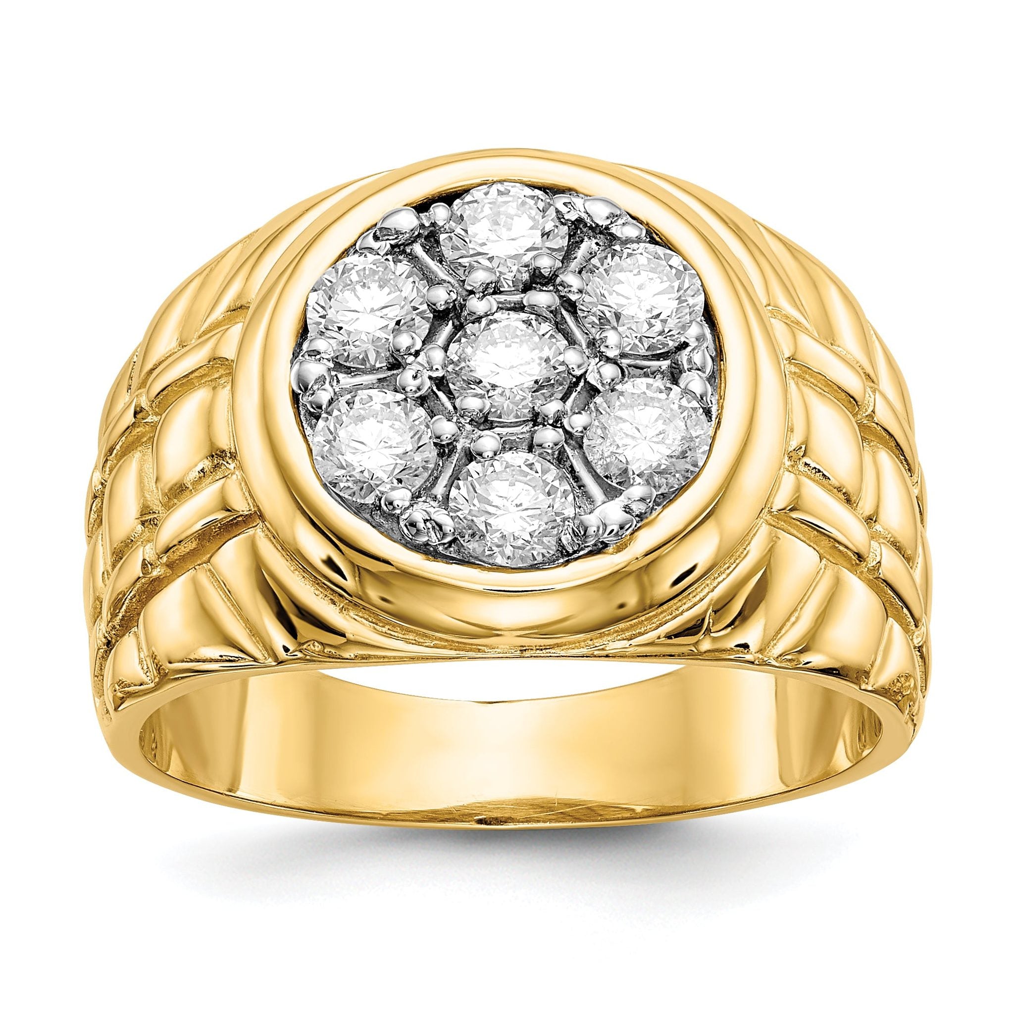 14k 1 carat AAA Diamond Mens Cluster Ring Main image