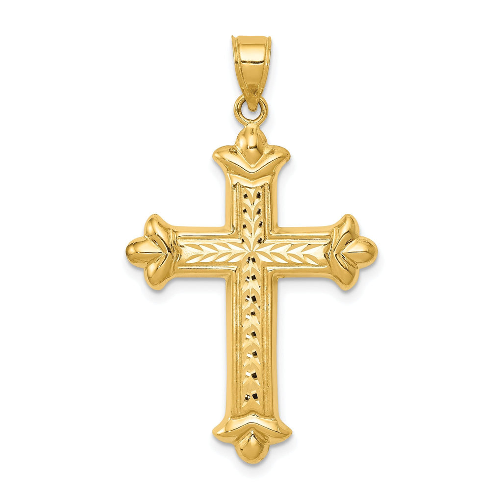 14K Gold Reversible Diamond-Cut Cross Pendant 39mm