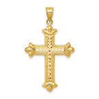 14K Gold Reversible Diamond-Cut Cross Pendant 39mm
