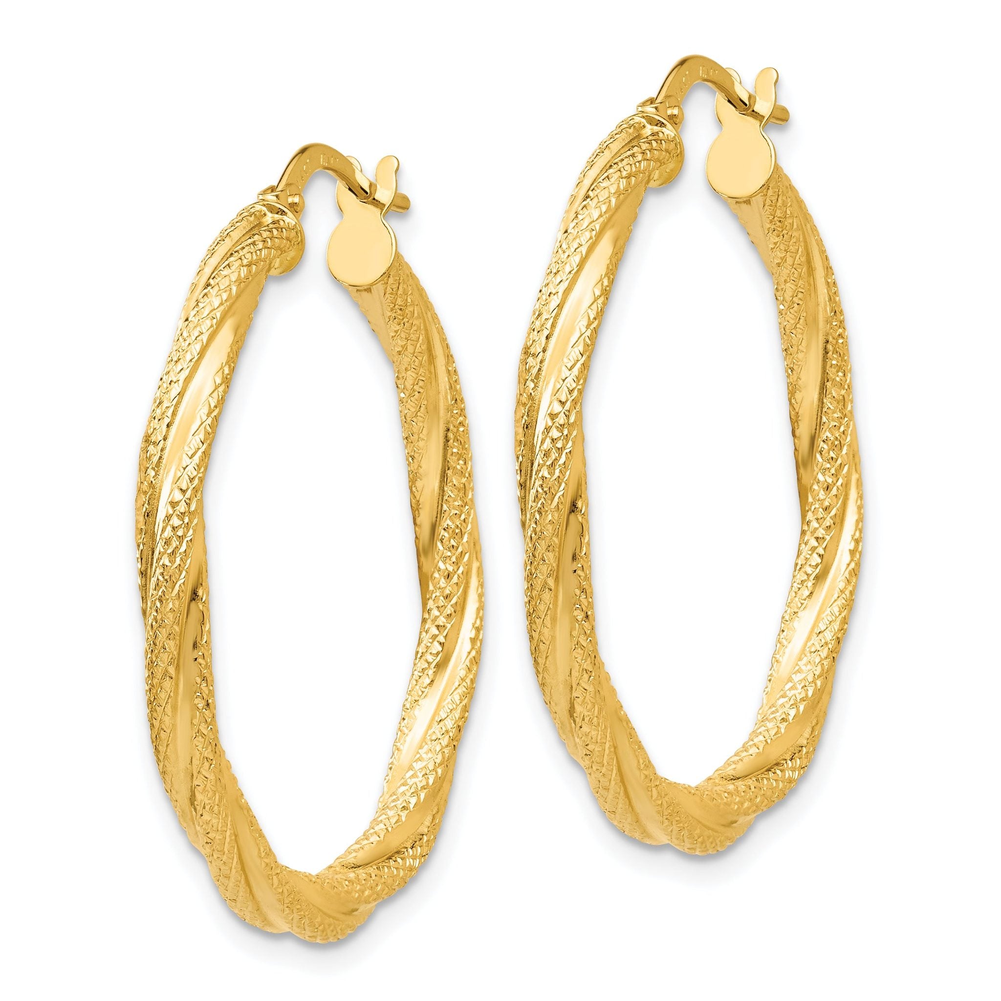 14K Twisted Textured Hoop Earrings Secondary image