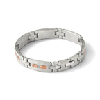 Stainless Steel Brushed and Textured Rose IP-plated with Cubic Zirconia Link Bracelet for Men