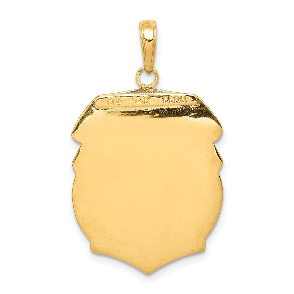 14K Gold Saint Michael Medal Pendant with Polished Finish Solid Design