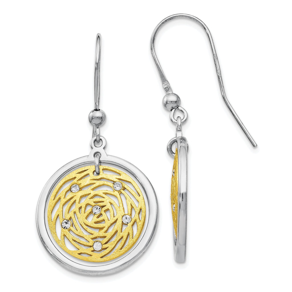 Sophia Jewelers Sterling Silver CZ Dangle Earrings with Gold-Tone Finish