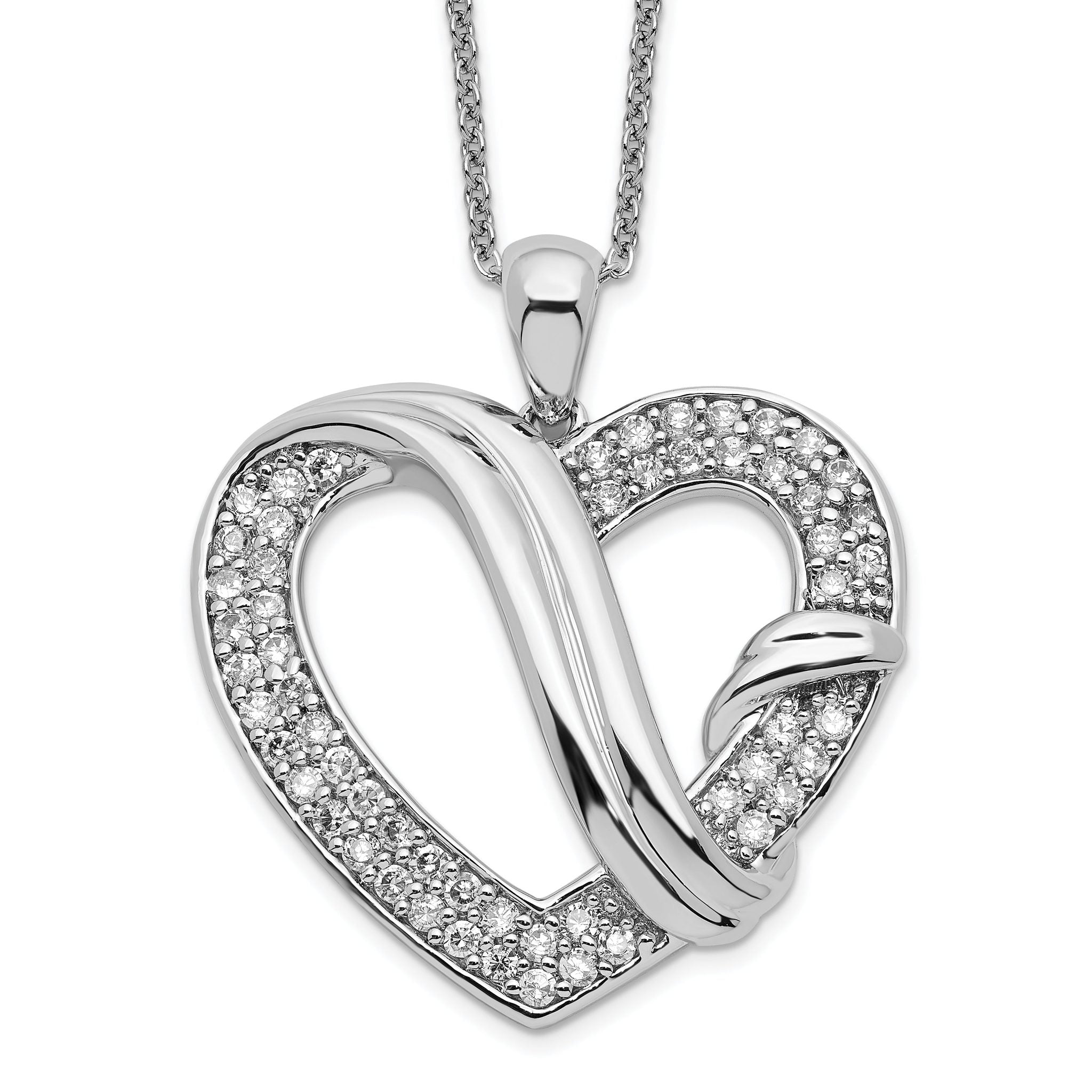 Sentimental Expressions Sterling Silver Rhodium-plated CZ Forever Grateful 18in Necklace Main image