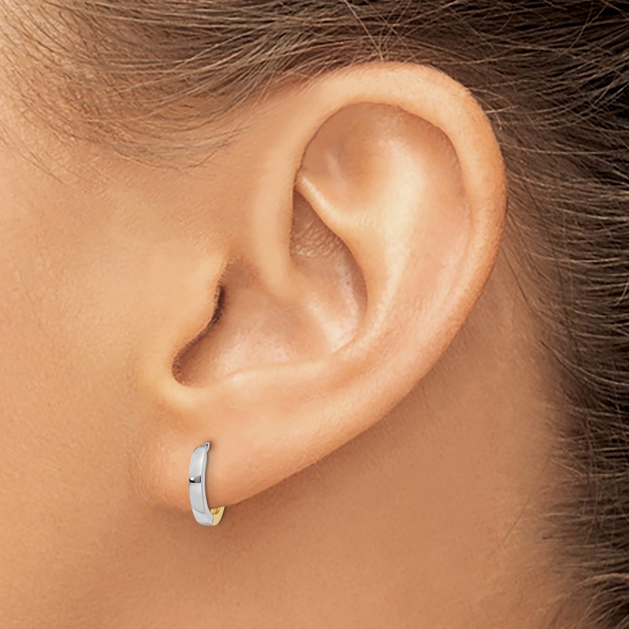 10k Two-tone 1.50mm Hinged Hoop Earrings