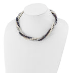 14k 6-7mm White/Gray/Black Near-Round Freshwater Cultured Pearl 3-Strand 18 inch Necklace