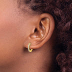 Sterling Shimmer Sterling Silver Gold-tone Flash Gold-plated 1.3mm CZ 18 Stone Hinged Hoop Earrings