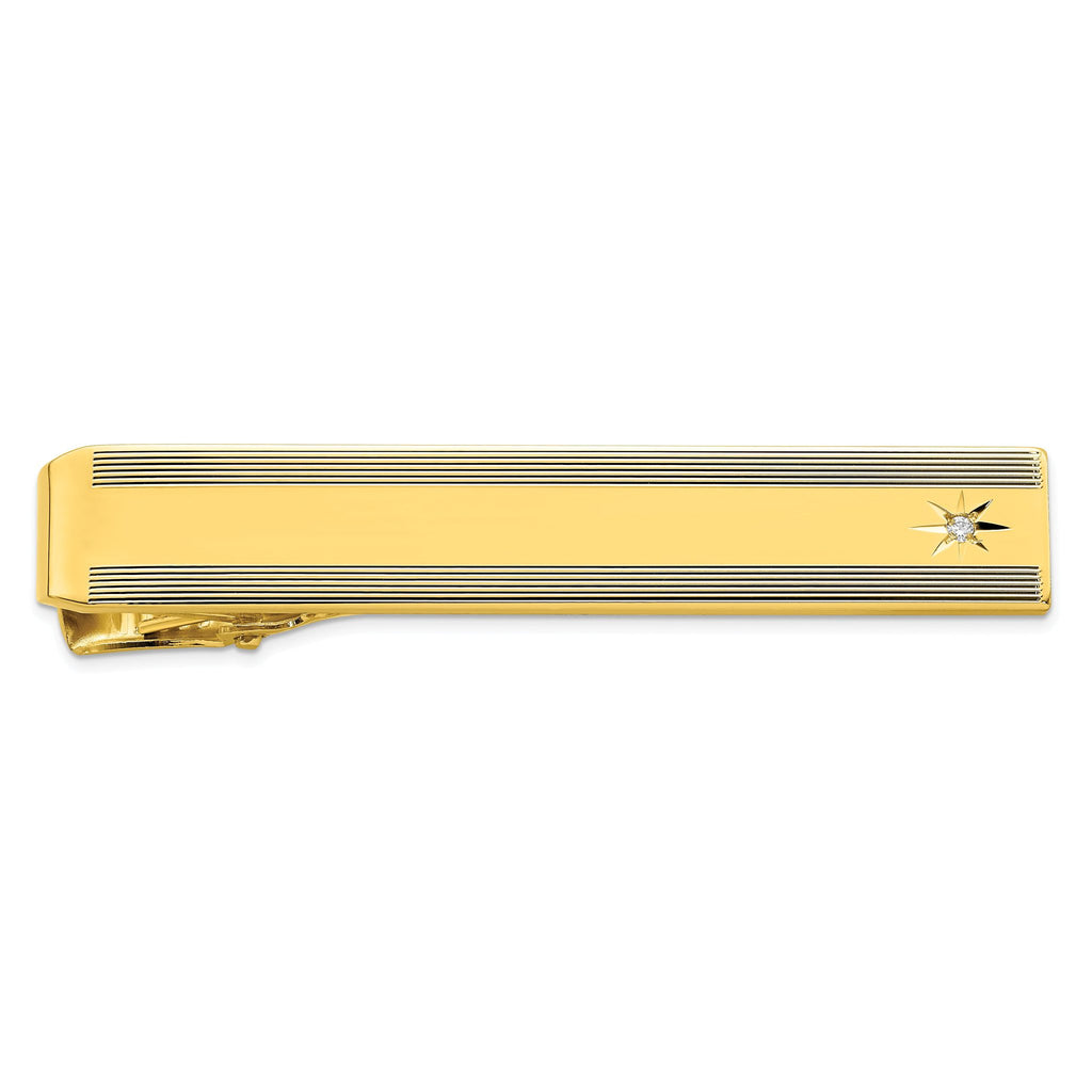 Kelly Waters Gold-plated .01 Ct. Diamond Engraveable Tie Bar