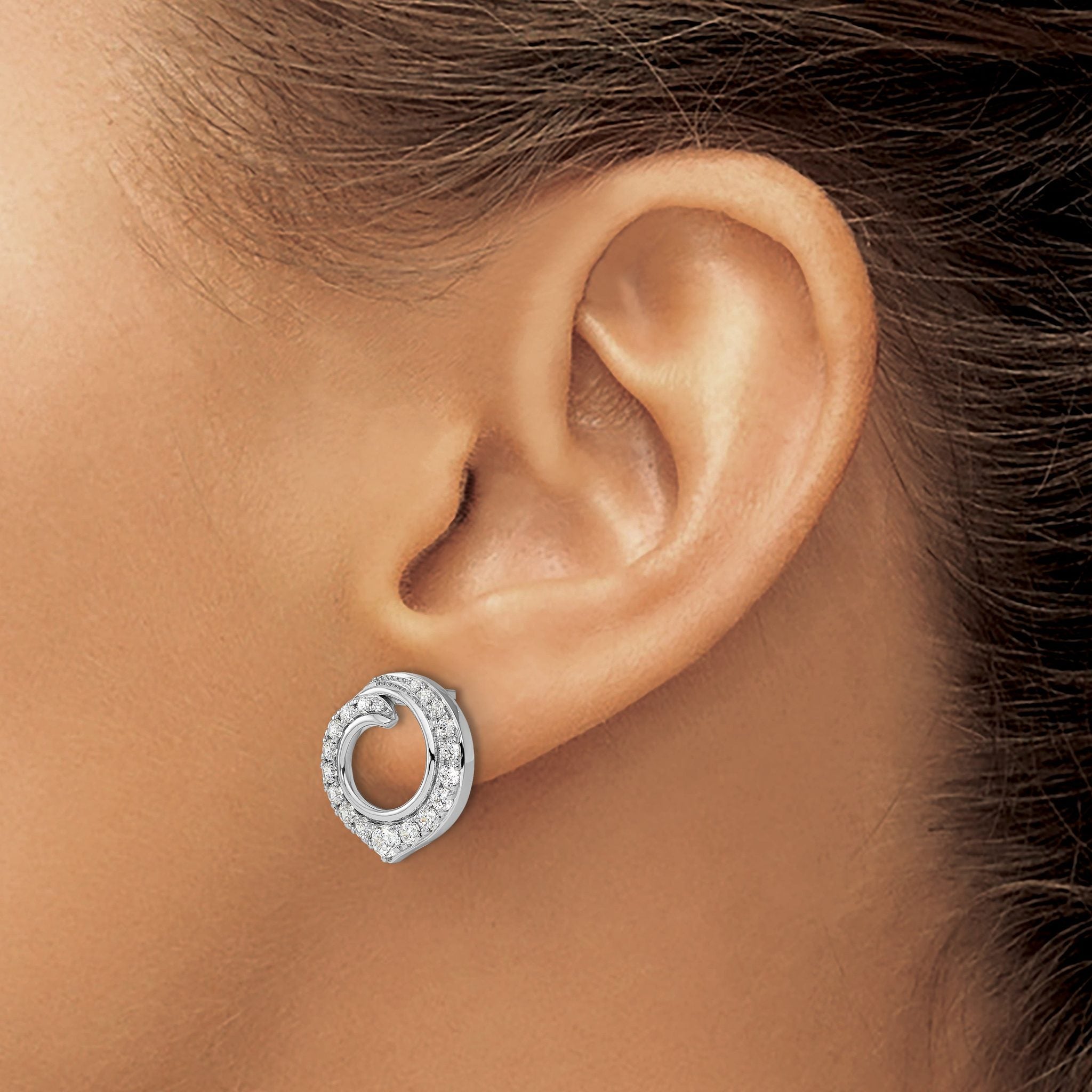 14k White Gold 1 carat Lab Grown Diamond VS/SI+ G+ Circle Post Earrings