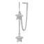 Sterling Silver Rhodium-Plated Star Dangle Earrings with Earlobe Cuff, Polished Diamond-Cut Finish
