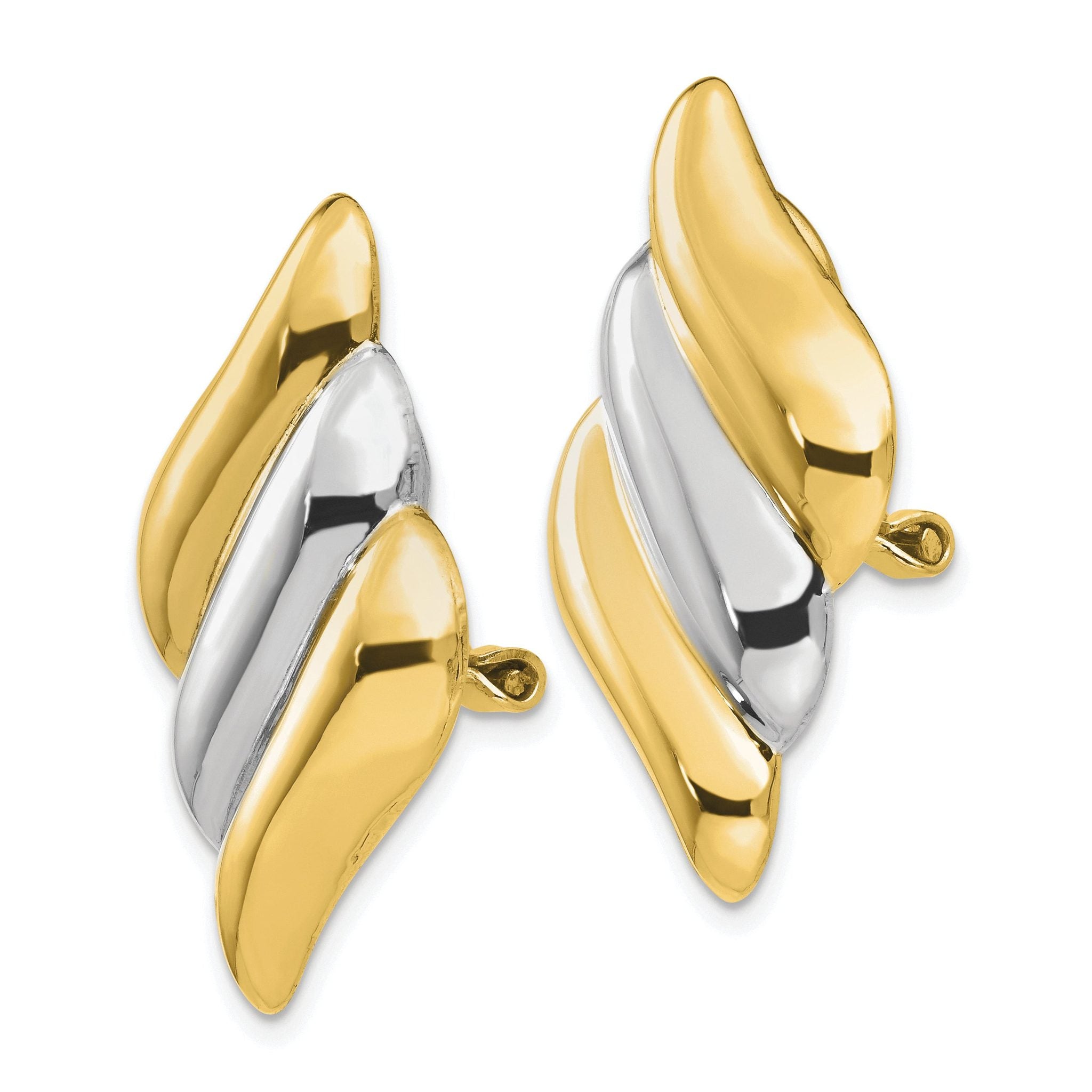 14k & Rhodium Non-pierced Omega Back Earrings Secondary image