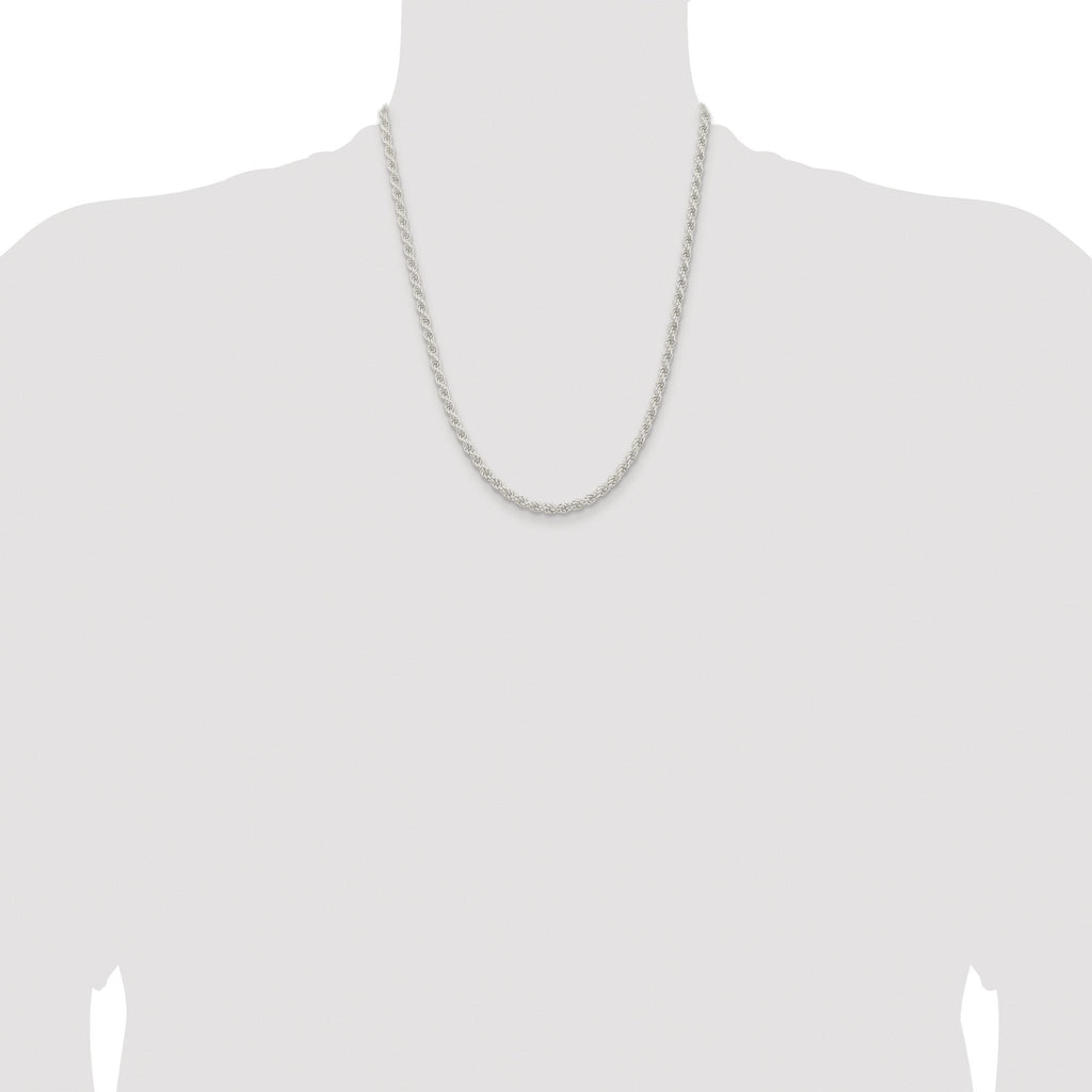 Sterling Silver Rhodium-plated 4.5mm Solid Rope Chain