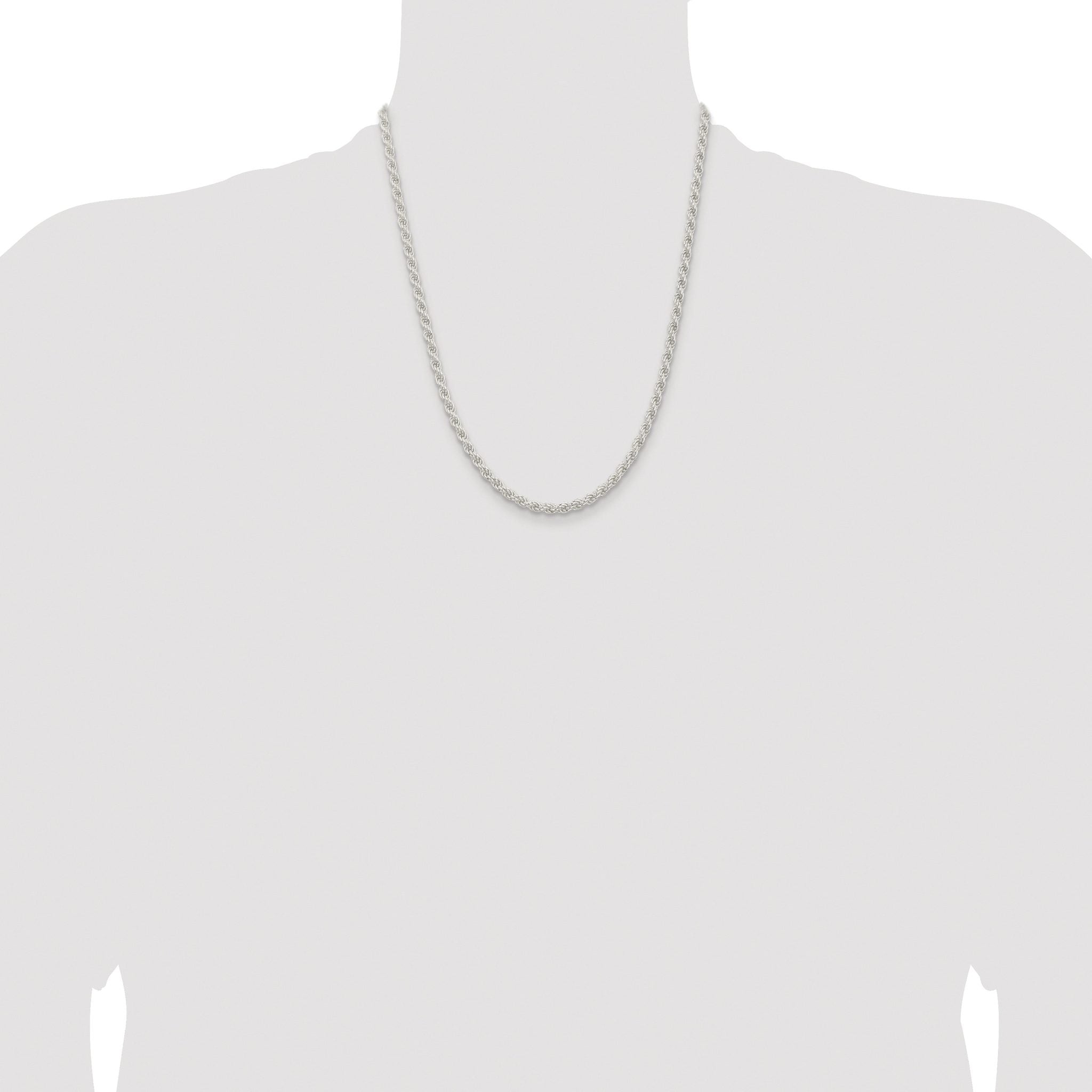 Sterling Silver Rhodium-plated 4.5mm Solid Rope Chain