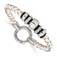 Stainless Steel Polished White Leather & Black Rubber Bracelet
