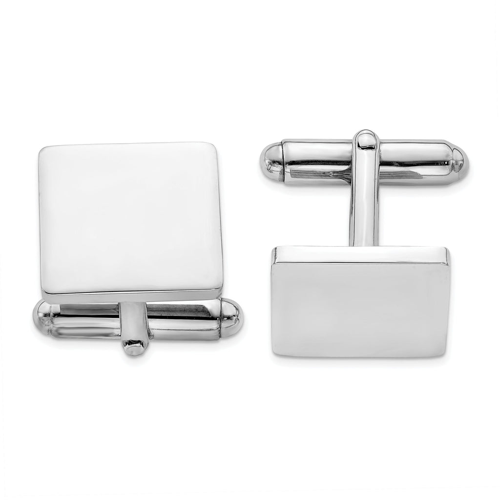 Rhodium-Plated Sterling Silver Square Cuff Links
